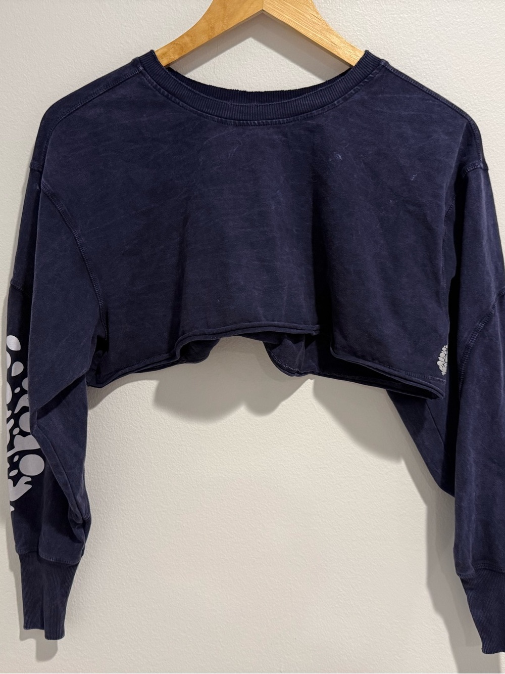 FP Movement Free People Cropped Sweatshirt Navy Graphic Y2K Workout Sleeve S